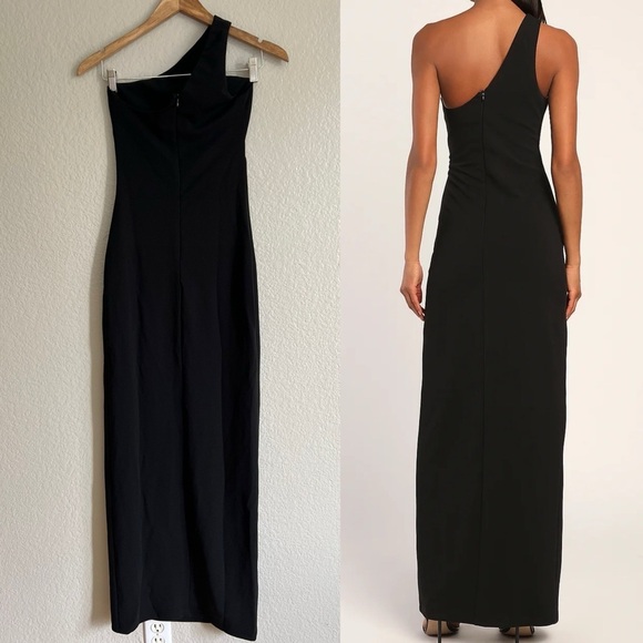 NWOT Show-Stopping Style Black One-Shoulder Cutout Maxi Dress - Picture 3 of 7